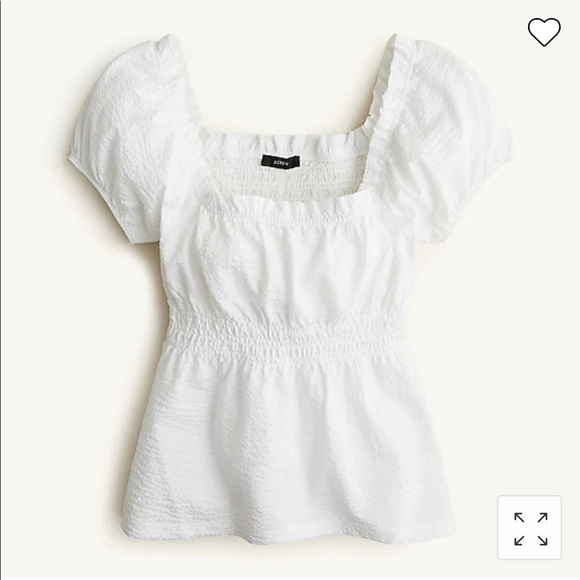 J. Crew Tops - J. Crew white seersucker smocked short-sleeve top NWT Medium